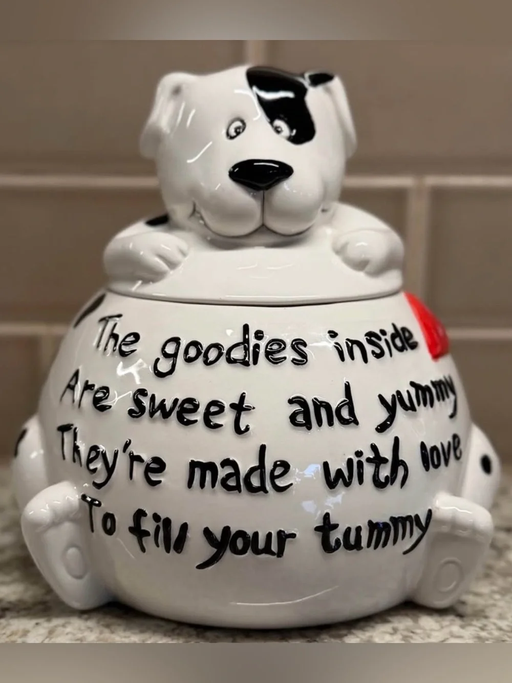 GANZ Dalmatian Puppy Cookie Jar Ceramic Dog Kitchen Decor Canister Treat Cottage